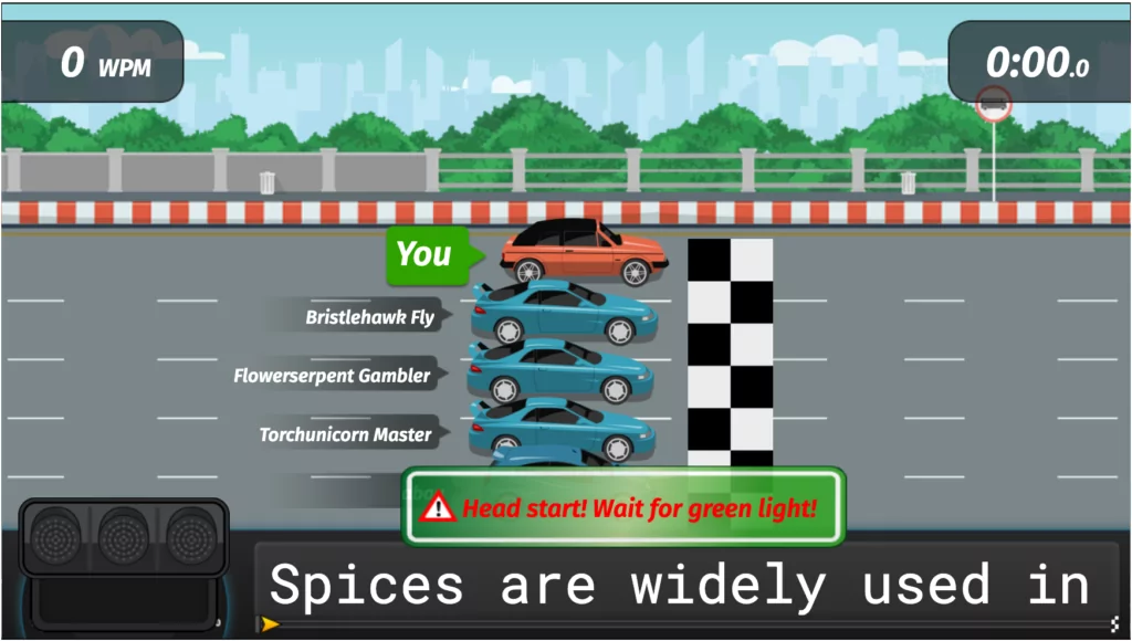 race car typing games